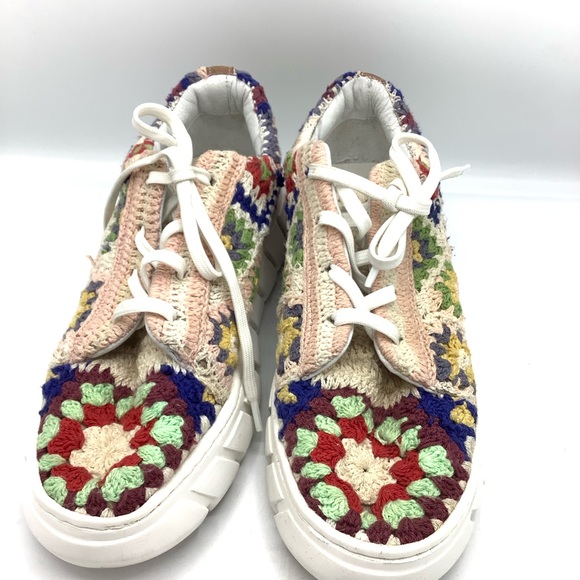 Free People Catch Me If You Can Colorful Crochet Women's Sneakers - Picture 2 of 8